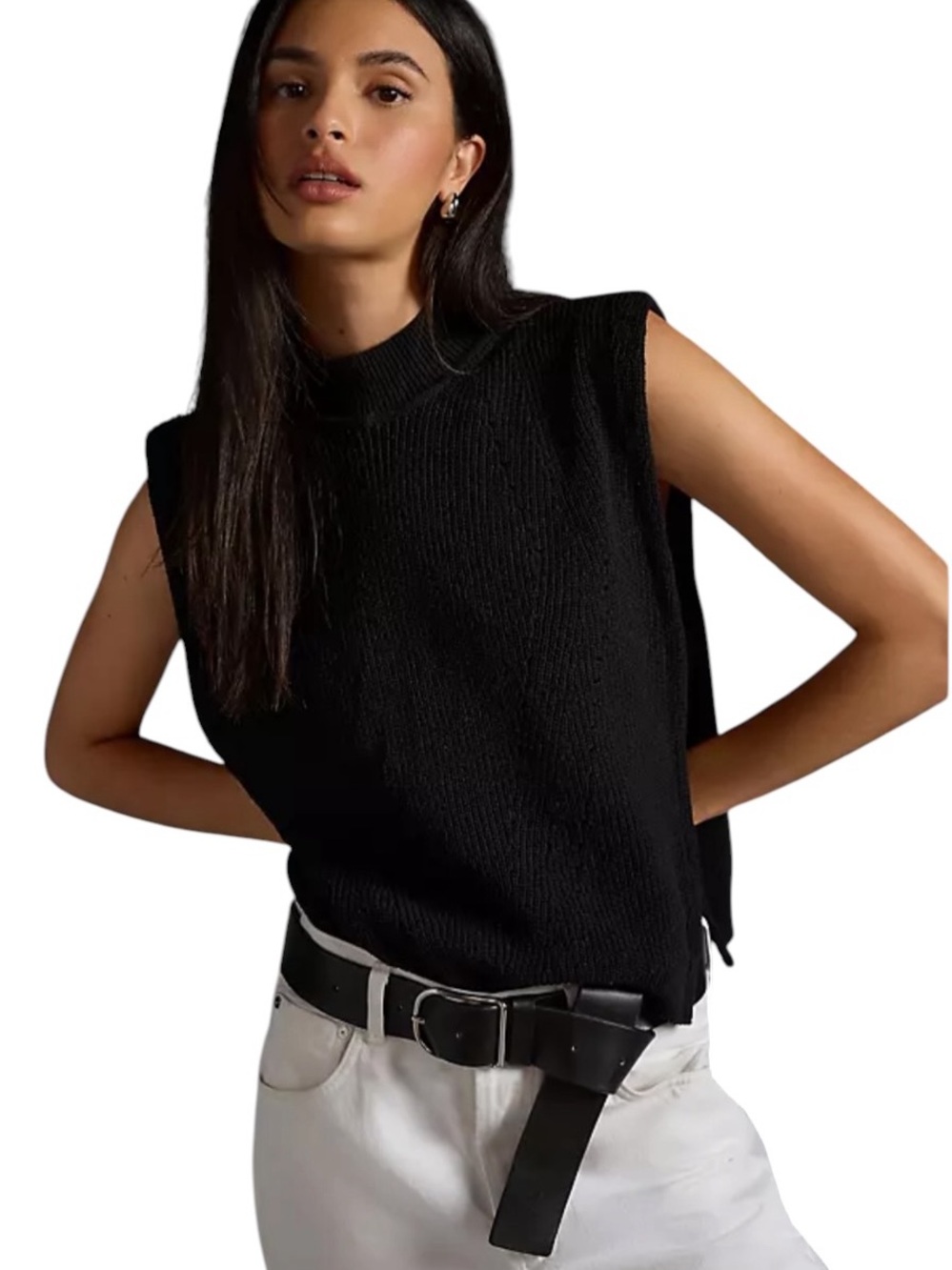 Pilcro Cashmere Mock-Neck Sweater Vest Quiet Luxury Minimalist City Preppy